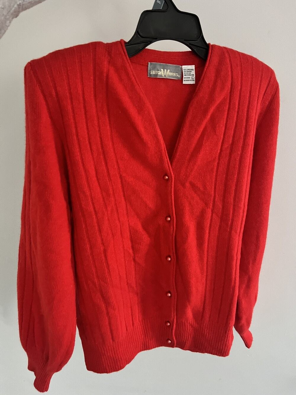 vintage stitch works lambswool angora cozy christmas sweater cardigan 80s 90s